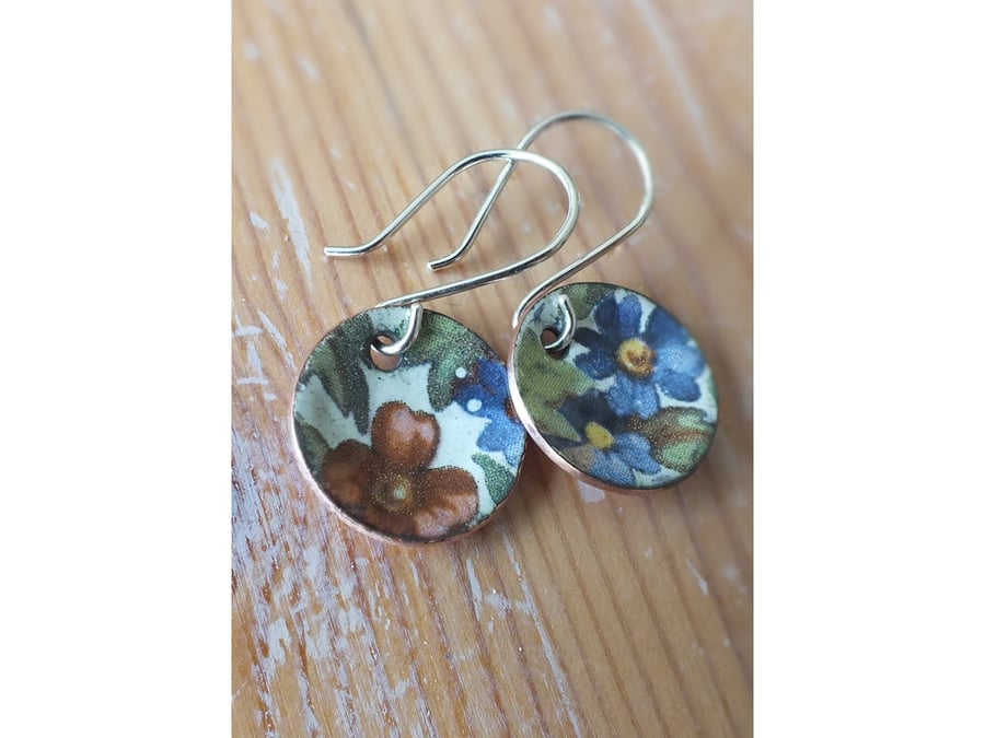 Floral enamel earrings