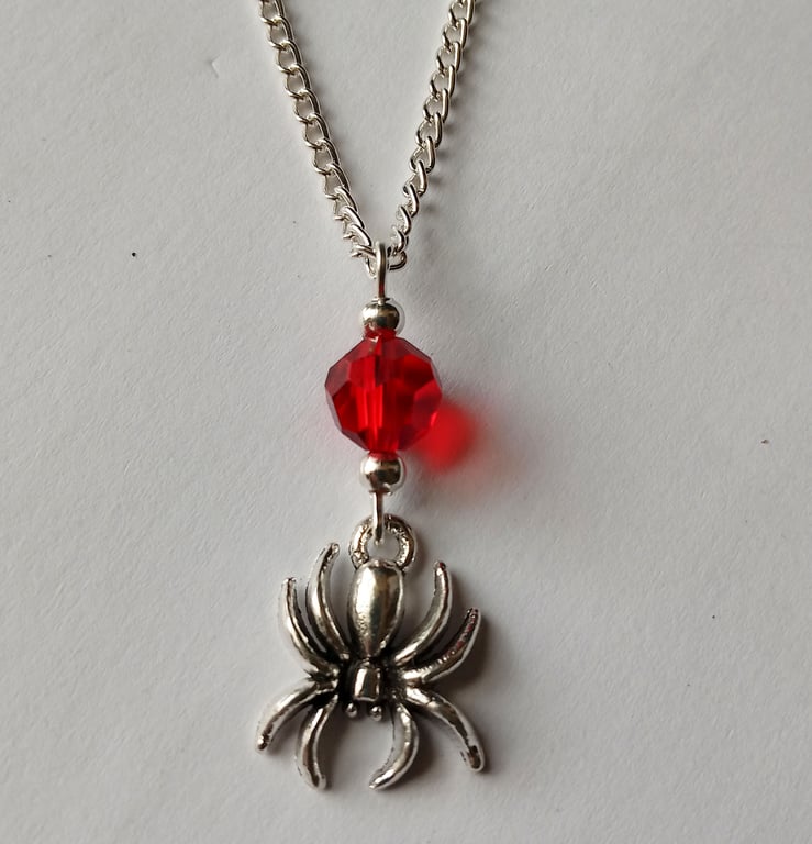 Red Crystal Spider Gothic Necklace