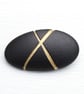 Black Pebble brooch with gold lines, nature inspired, designer jewellery  - Image 6