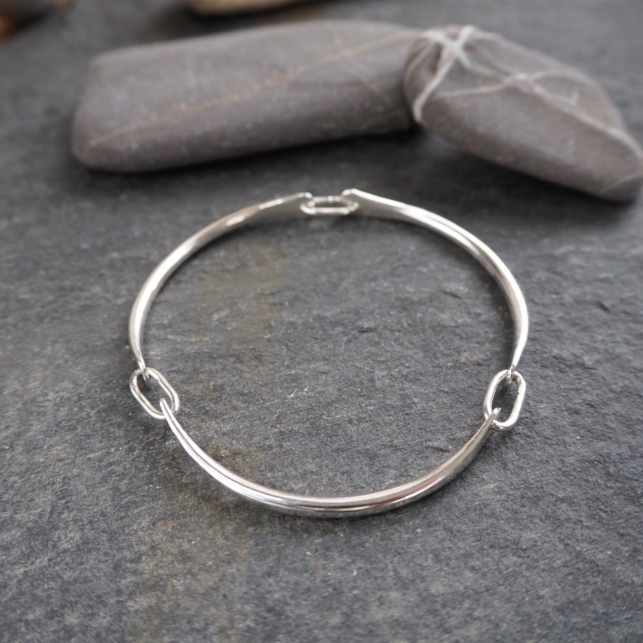 Hallmarked Silver Bangle, Forged Sterling Silver Bangle