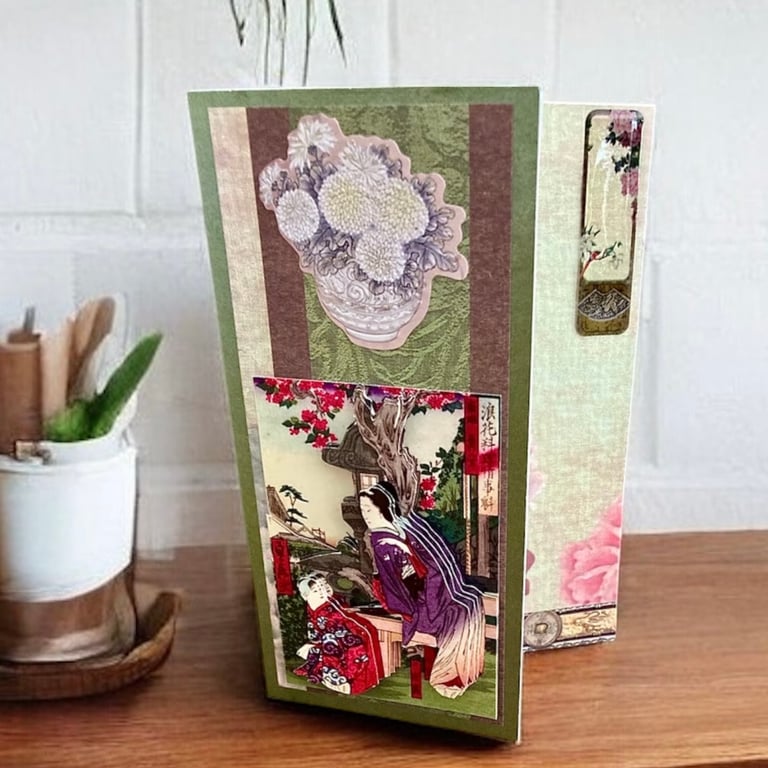 3D Japanese Inspired Greetings Card. Birthday or other Special Occasion Card.