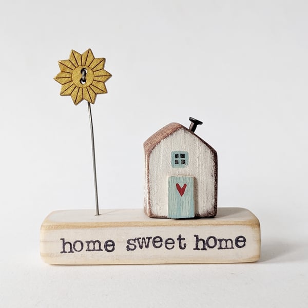 Little Wooden Painted House and Base in a Bag