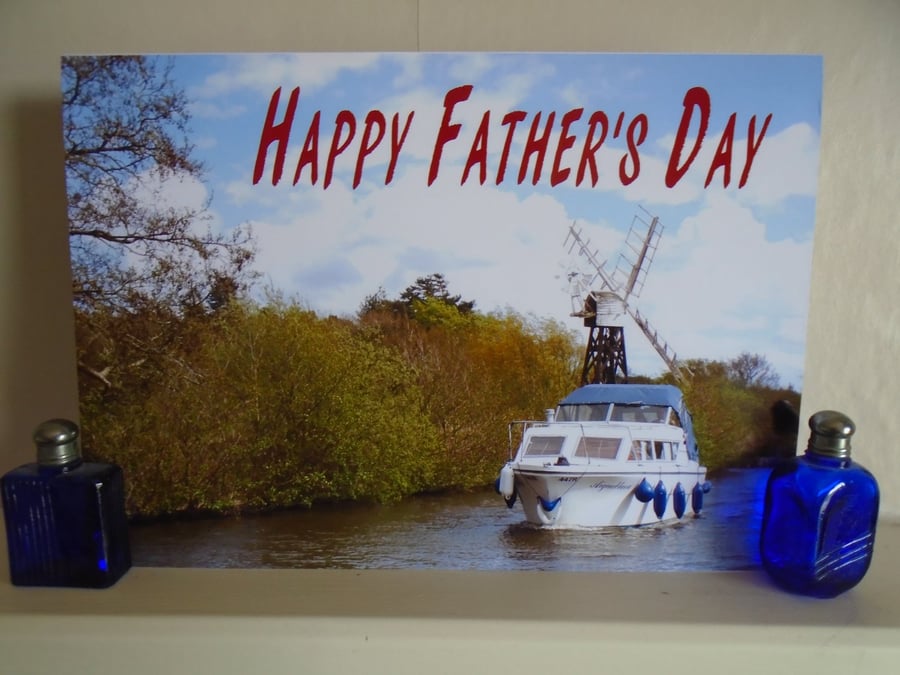 Fathers Day Blank Card Norfolk Broads 