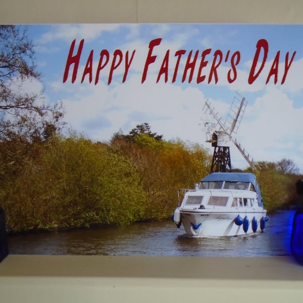 Fathers Day Blank Card Norfolk Broads 