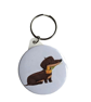 Brown and Tan Dachshund Dog Keyring on White Background