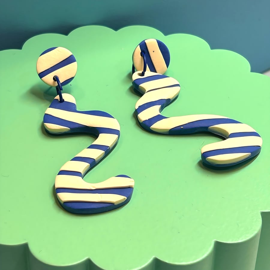 Jelly snake striped earrings, stripey, fun earrings