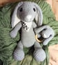 Crochet Bunny and Teether Set, Newborn Gift