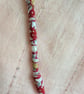 Necklace, handmade red fabric  beads. - Image 5