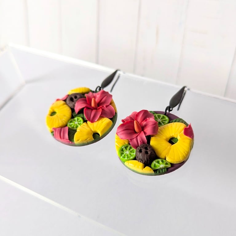 Tropical pineapple slice earrings 