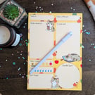 Autumnal Cat Daily Planner Desk Pad – Organiser with doodle spot