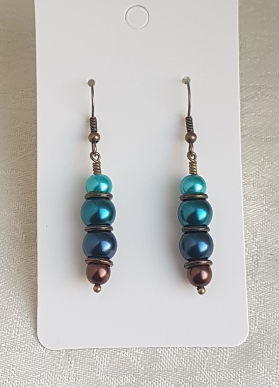 SALE - Gorgeous Peacock Green Earrings - Dark tones - Design 1