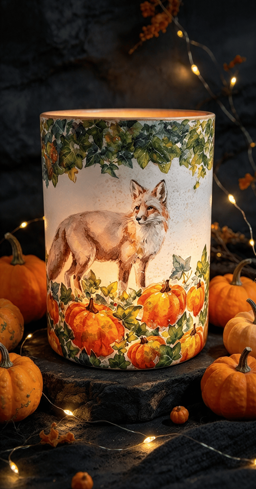 Fox Pumpkin Hurricane Vase Lamp