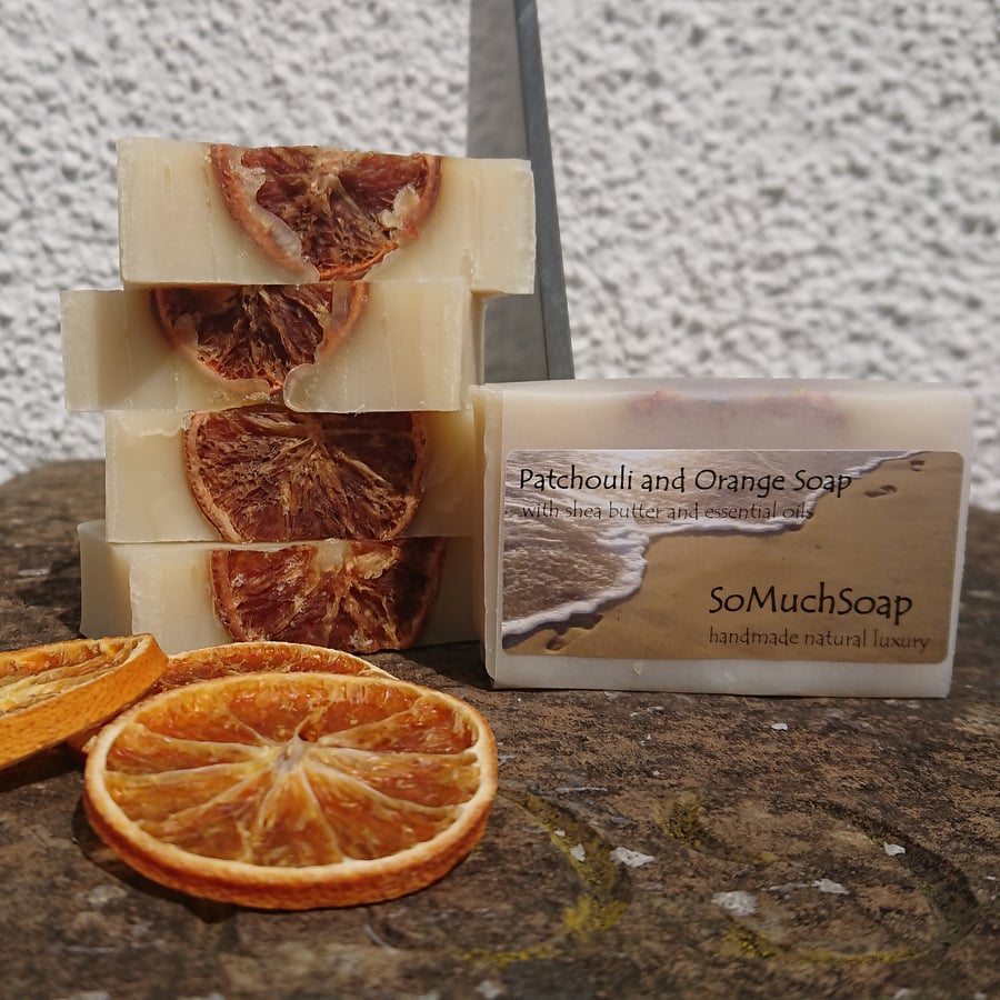 Patchouli and Orange soap, relaxing,  luxurious, handmade, natural and vegan.