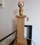 Handmade Tall Oak Column Lamp - Rustic Statement Table Light UK