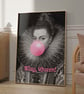 Slay Queen - Funny VIntage Art Portrait Bubble Pink Gum Print - Funny Gift 