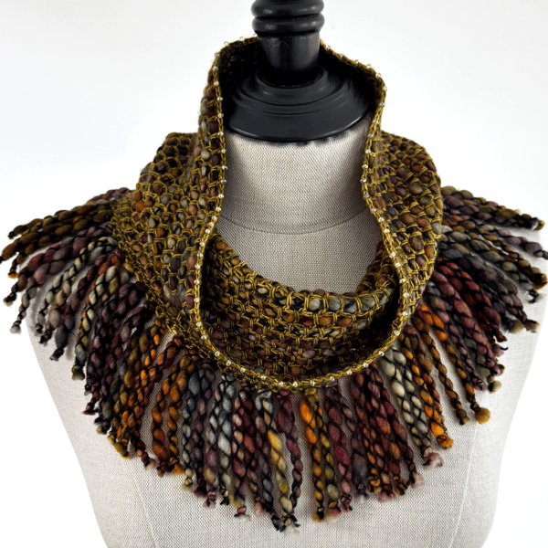 Hand crocheted and beaded cowl