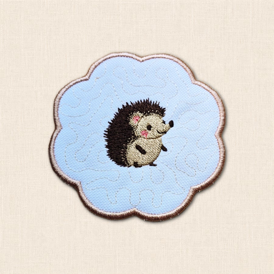 Hedgehog Candle Coaster - Embroidered Woodland Home Decor