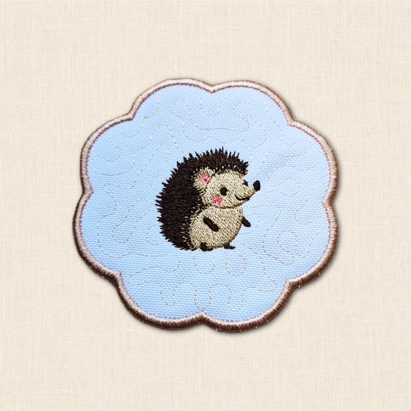 Hedgehog Candle Coaster - Embroidered Woodland Home Decor