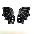 Bat Wings For Boots or Shoes Embellishment Embroidered Accessories Black