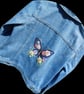 Hand-Embroidered Denim Jacket, Butterfly Floral Design, Size 14 - Image 2