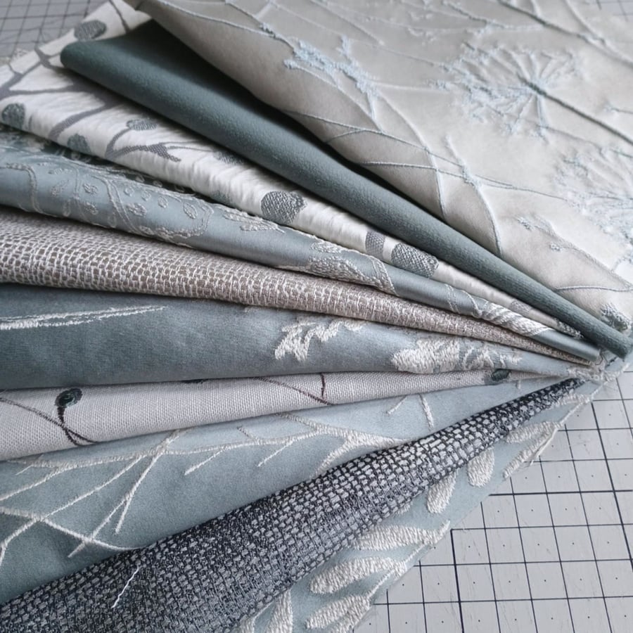 Fabric bundle - Ice Blue Frost - Zero waste curtain samples
