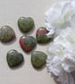 6 Unakite Solid Gemstone Polished Hearts - 20mm - Chakra - Crafting - Image 1