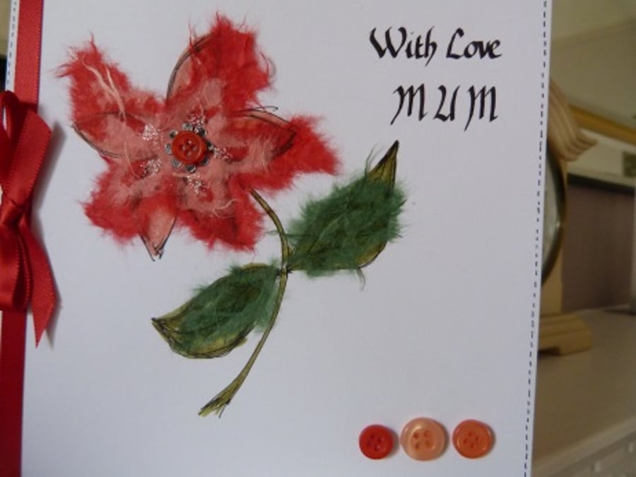 Vermillion Flower Card for Mum