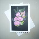hand painted blank floral card (  ref FA 412 T4 )