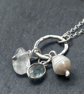 Aquamarine and pearl silver necklace  - Image 2
