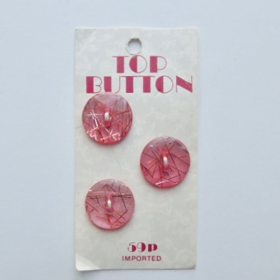 Pink glitter buttons, vintage buttons.