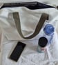 Upcycled Sailcloth Work Bag – Zipped Office Tote with Olive Green Handles - Image 4