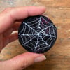 Up-cycled embroidered spiders web brooch pin or badge. 