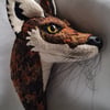 Faux fox wall mount in brown and rust coloured tweed