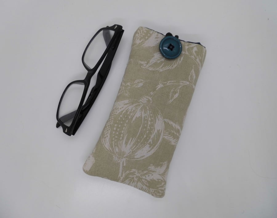 SOLD Glasses case made with green fabric