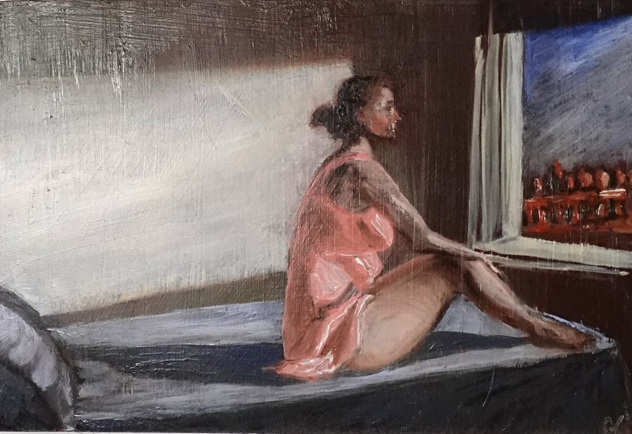 'Morning View', inspired by Hopper. Oil painting 12x16inch (30x40cm)
