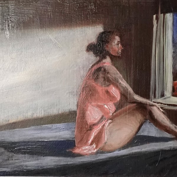 'Morning View', inspired by Hopper. Oil painting 12x16inch (30x40cm)