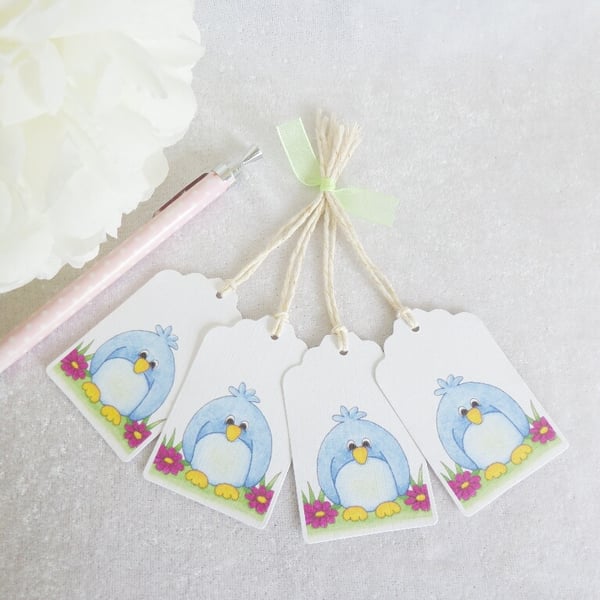 Little Blue Bird Gift Tags - set of 4 tags
