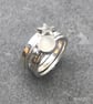 Moonstone Stack Ring, silver stack ring, star ring, celestial,  stack ring,  - Image 1