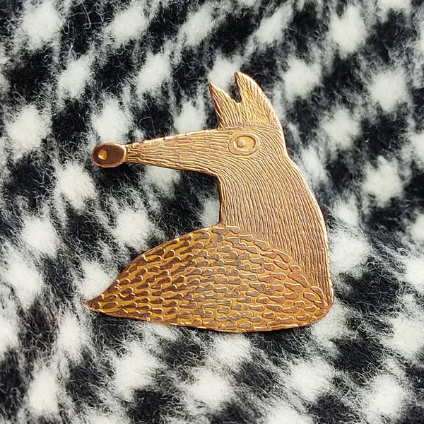 copper fox brooch