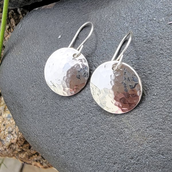 Sterling silver disc earrings 