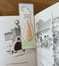 Hand painted original watercolour and ink fat cat bookmark - Image 3