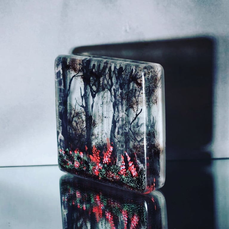 3d woodland scene in glass - fused glass art - seconds sunday 