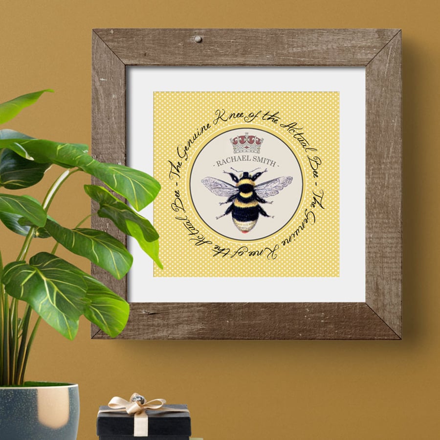 Personalised Print Bee's Knees, gift for her