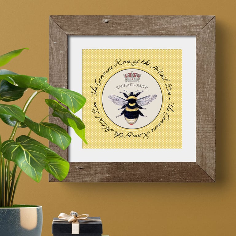 Personalised Print Bee's Knees, gift for her