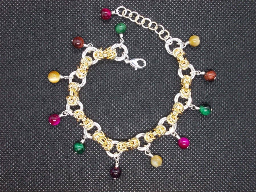 SALE - Byzantine and mobius chainmaille charm bracelet