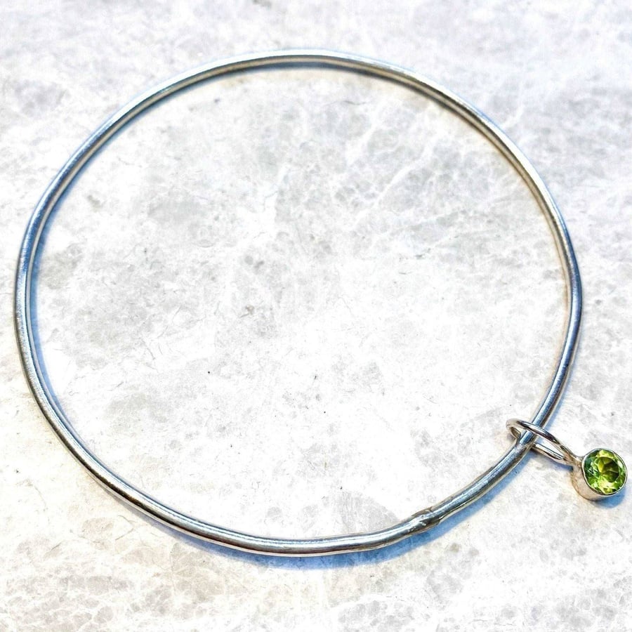 Peridot bangle - August birthstone - peridot bracelet - gemstone bracelet - peri