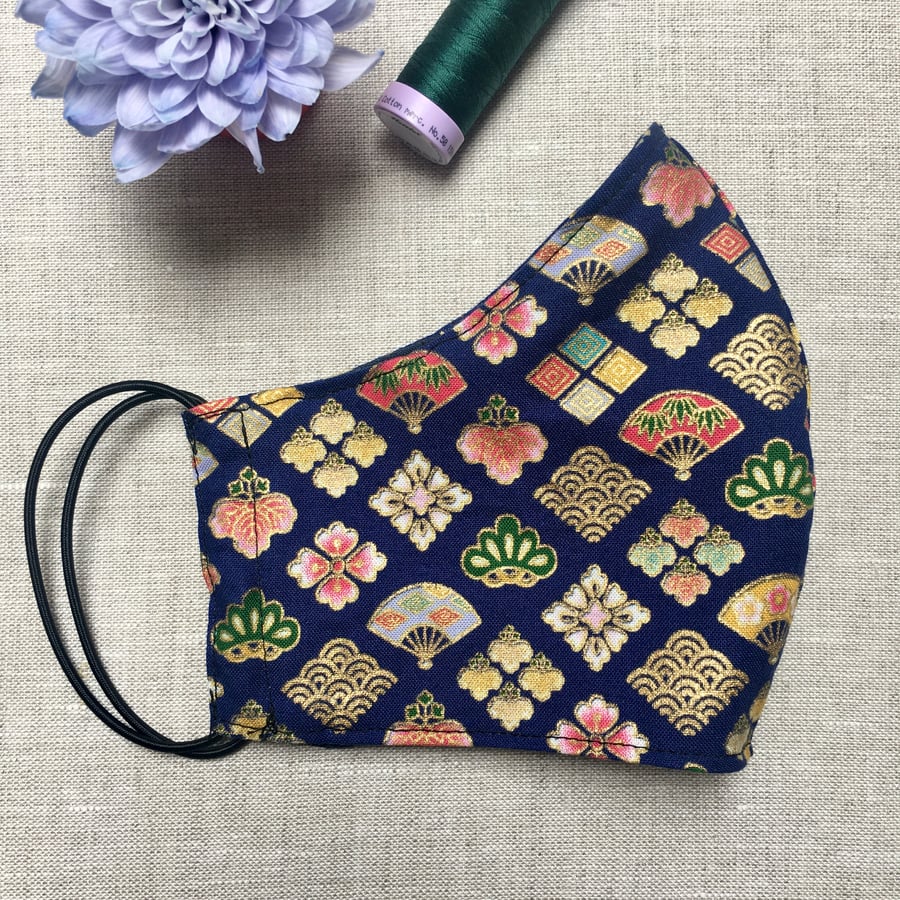 Blue Diamonds Japanese Cotton Reusable Face Mask Men Women Children