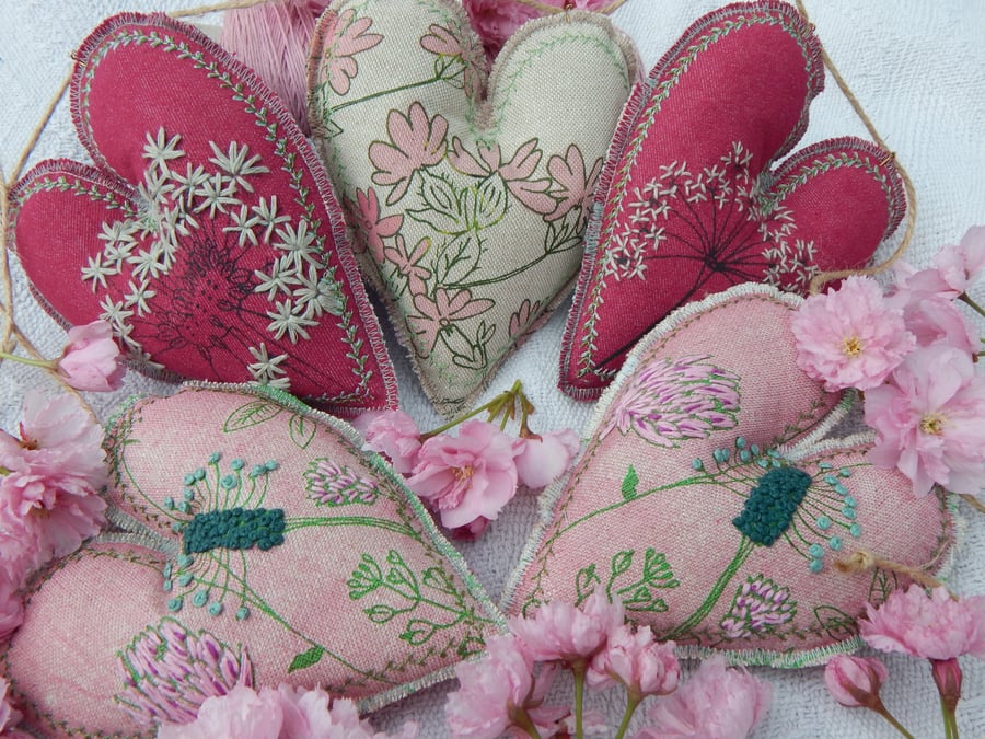 Reserved for Kristina - Pink Wild Flower - 75 cm - Bunting, wall hanging