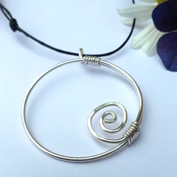 Large silver spiral pendant statement pendants necklaces Christmas gifts