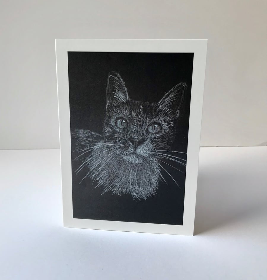 Happy Cat Hand Drawn Card